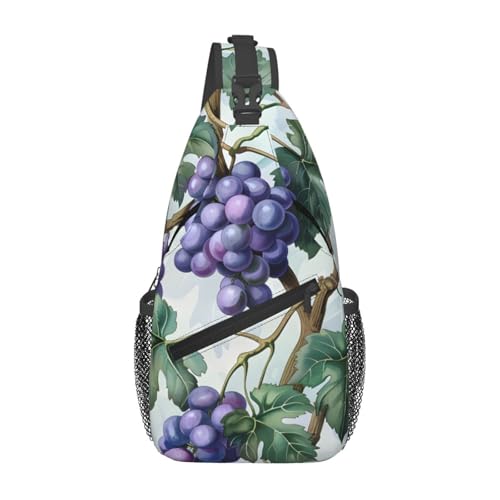 Bolso bandolera unisex con patrón uva ajustable ligero miniatura 1