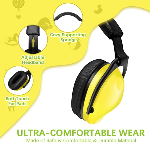 Image of ZOHAN Kids Ear Protection 2 Pack, 25dB NRR Noise Cancelling Headphones for Kids, with Pillowy Pads, for Monster Truck, School, Autism, Sensory, Fireworks, Concerts, Events (Yellow+Green)