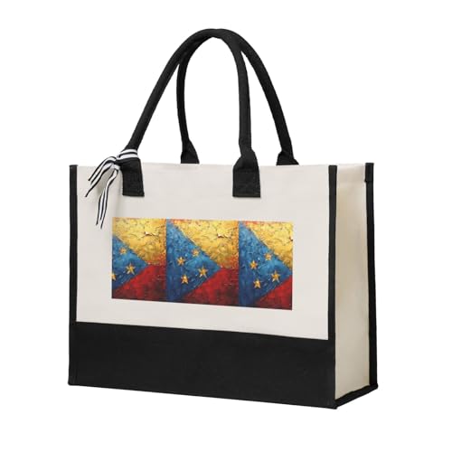 Sac cabas drapeau Venezuela en toile spacieux pour les courses