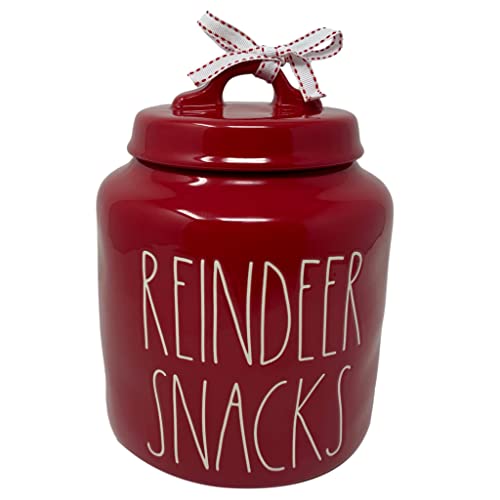 Crazy Clearance RAE DUNN REINDEER SNACKS RED CHRISTMAS CANISTER- Artisan Collection By Magenta – Great addition to your holiday décor. Holds treats, candy, flour, snacks, etc.