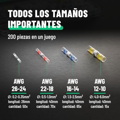 Set de 400 conectores termoretractiles greate con tubos impermeables para empalme de cables 6