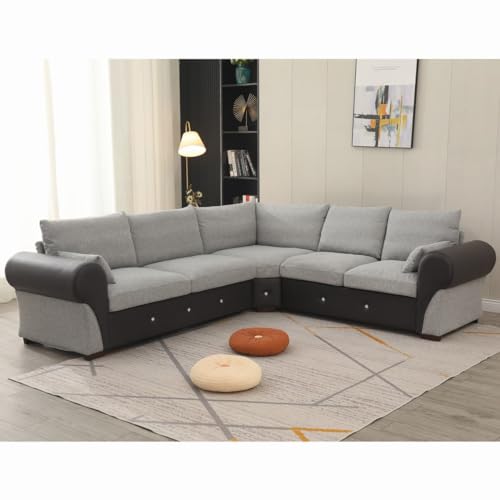 Panana Corner Sofa Linen Fabric Suite & Cushions - Sectional