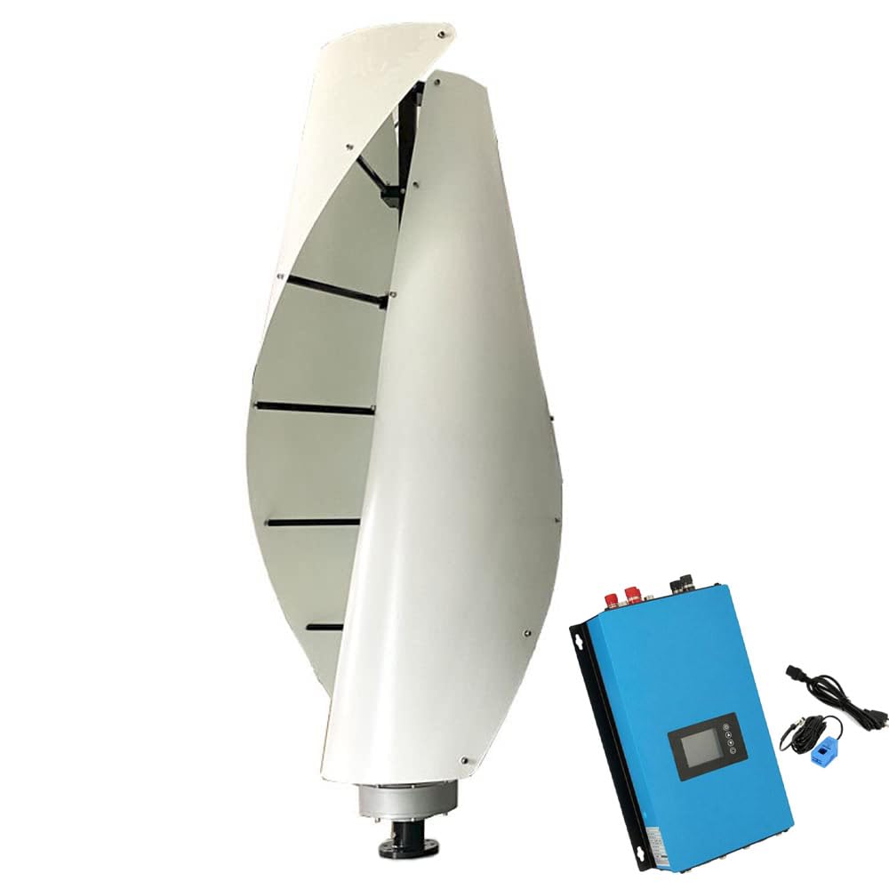 3000W Vertical Axis Maglev Wind Turbine 48V/96V/120V/220V, Darrieus & Savonius 2M Blades, Complete 3KW Wind Generator Kit With 3000W Grid-Tie Inverter (220, Volt)