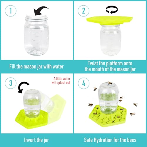 Bee Feeder for Mason Jar Made of Silicone - Bee Watering Station for Garden Compatible with Regular Mouth Mason Jars - Image 5