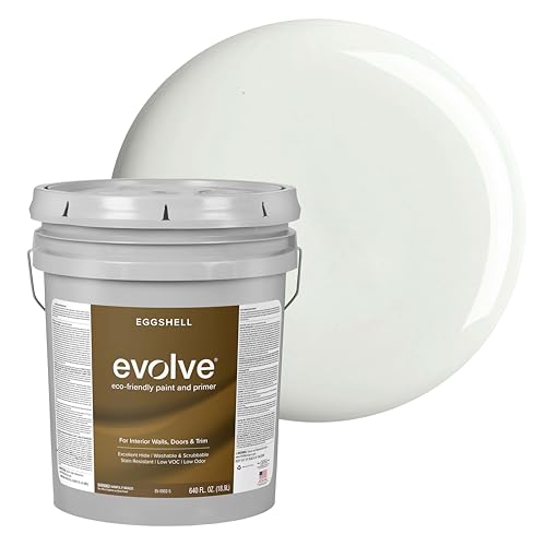 EVOLVE Paint & Primer: Environment-friendly, Low Sheen with One-coat Coverage for Interior & Exterior surfaces (Antique White, 5-Gallon)