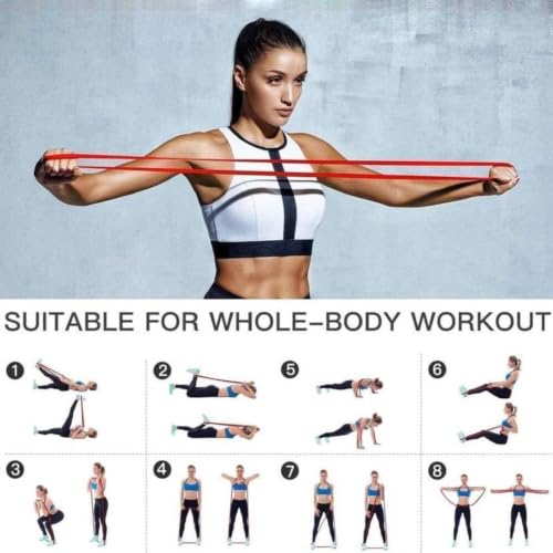Image of Resistance Band for Workout & Stretching, Exercise Band for Men & Women, Thera Band for Yoga, Pilates, Gym, Home Workout & Fitness Training (Red (7-15 KG))