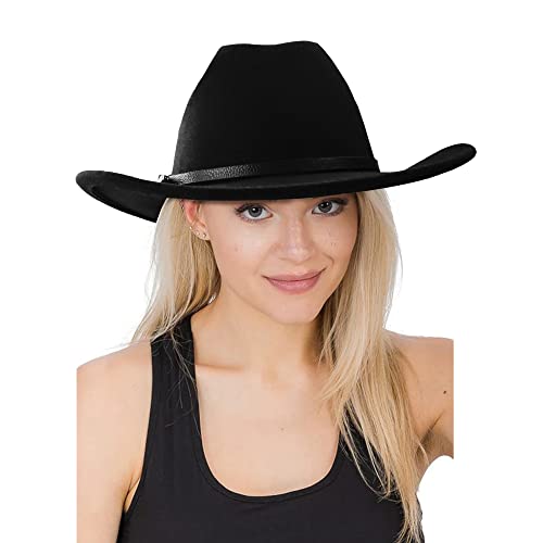 Women Felt Wide Brim Western Cowboy Hat For Men Panama Fedora Wool Caps #TOP3