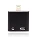 HIOTECH [2-in-1] Lightning 8 pin to AUX Headphone Jack + Charging Port Adapter [Aluminum Alloy + ABS Material] for iPhone 7 / 7 Plus (Black)