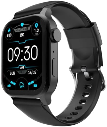 Fire‑Boltt Rise Smart Watch 1.85″ HD Display with Bluetooth Calling, AI Voice Assistant, Rotating Crown,SpO2 & Heart Rate Monitor, 120+ Sports Modes,IP67 Waterproof Smart Watch for Men & Women - Black