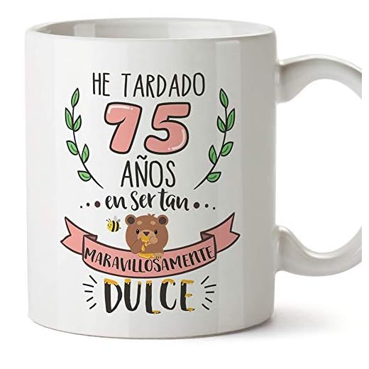 MUGFFINS Taza 75 Cumpleaños -Regalos Originales y Divertidos para Aniversarios y Cumpleañeros