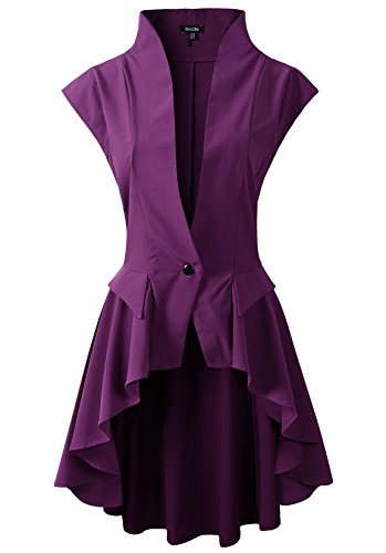 Womens Gothic Steampunk Tail Vamp Long Victorian Waterfall Waistcoat Jacket Top