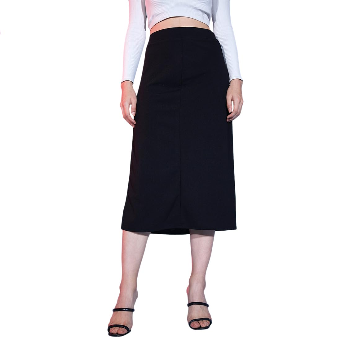 Below Knee Slit Women Straight Skirt-image-15