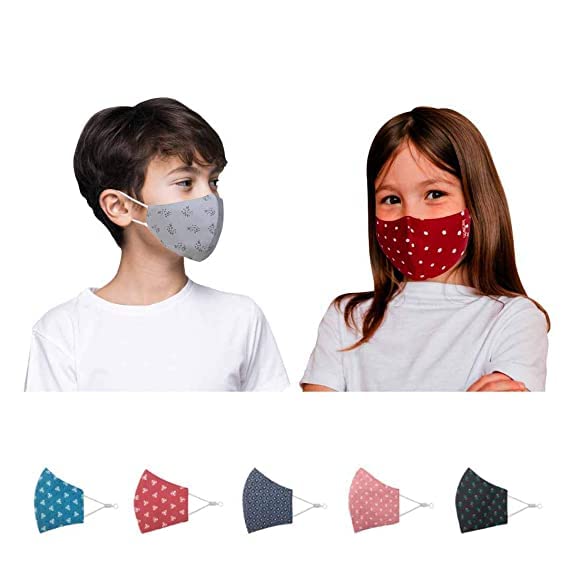 r&p Multi-Color Adjustable Cotton Mask for Kids (3yrs to 7yrs) - Pack of 4-picture-54