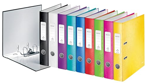 Leitz Qualitäts-Ordner 180°, A4, schmal, 5,2 cm Rückenbreite, laminierte Graupappe, Eisblau, WOW Serie, 10064051
