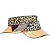 thuizen Women Lightweight Leopard Amber Brim Fashion Casual Hollow Top Visor Sun Protection Ponytail Hat, Cafe