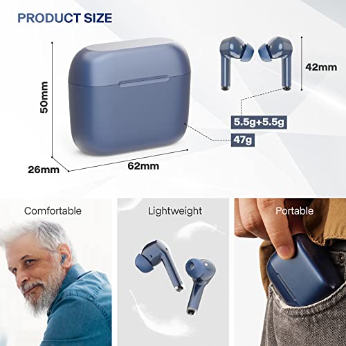 Bluetooth Rechargeable Tws Otc Hearing Amplifiers To Aids For Seniors Adults, Sound Amplifiers Device For Feedback Reduction Noise Cancelling 1 Pair Blue #TOP1