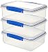 Sistema Klip It Collection Rectangle Food Storage Containers 67 ounce/ 8.4 Cup each, Set of 3 (1723)