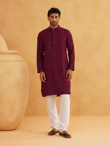 Image of SOJANYA Premium Embellished Cotton Kurta with Sequin Detailing