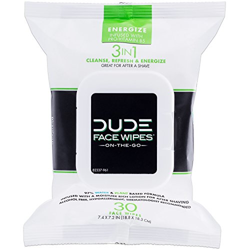 DUDE Face & Body Wipes 30 Count Energizing & Refreshing Scent Infused