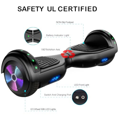 Image of LIEAGLE Hoverboard, 6.5 inch Self Balancing Scooter Hover Board with Bluetooth Wheels LED Lights for Kids Adults