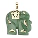 14K Yellow Gold Genuine Green Jade Good Luck Elephant Charm Pendant