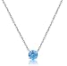 Bella.Vida Womens White Gold Plated Sterling Silver Chain Simulated December Birthstone 3.4cttw Blue Topaz Necklace 8mm Swarovski Elements Zirconia Pendant 18" + 2" Extender