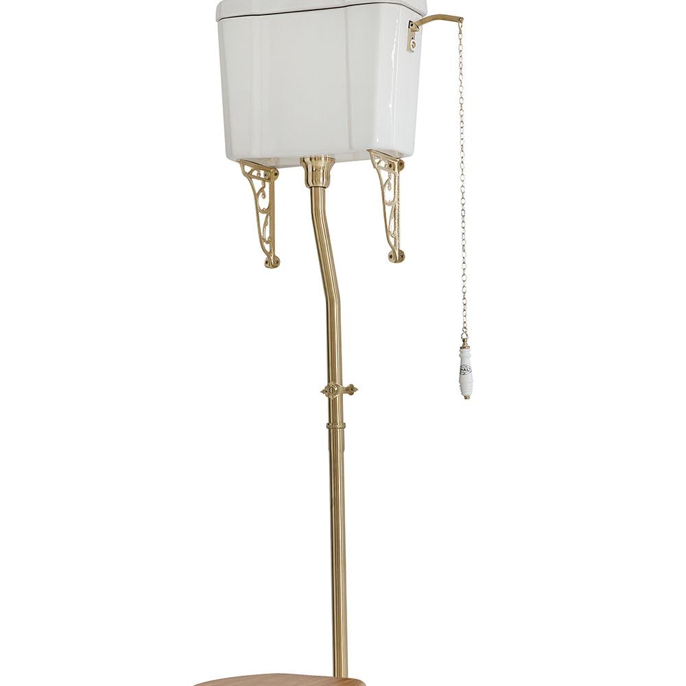 Milano Brushed Brass Elizabeth High Level Cistern Toilet Wc Flush Pipe Kit