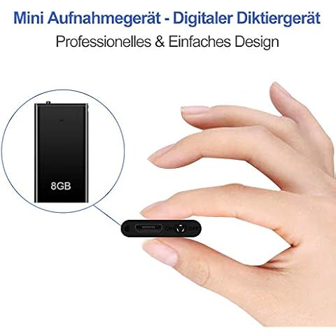 Mini Diktiergerät, TDW Mini Aufnahmegerät 8GB mit Mikrofon Digital Diktiergerät Klein USB Voice Recorder mit Kopfhörer Cover