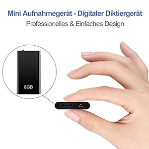 Mini Diktiergerät, TDW Mini Aufnahmegerät 8GB mit Mikrofon Digital Diktiergerät Klein USB Voice Recorder mit Kopfhörer für Aufzeichnung Vorlesung Treffen Interview, Schwarz