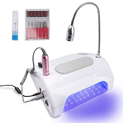 Four-in-One Multifunctional Electric Nail Art Machine,Nail Drill & Nail Dust Collector & 48W/96W UV Gel Nail Dryer Lamp, & LED Desk Lamp,Salon Expert Nail Machine Nail Art Equipment Manicure Tool Kits