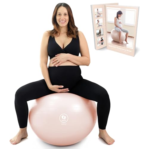 BABYGO® Gymnastikball Schwangerschaft Sitzball Büro Schwanger Yoga Pezziball | inklusive Schwangerschaftsbuch zur Geburt & Fitness | Anti-Burst 1000kg (Nude, 65cm – 4’8″ – 5’10“)., 15.95