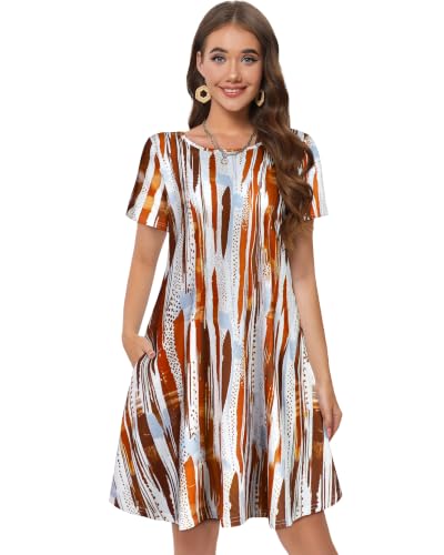 Image of Summer Dresses for Women Casual Tshirt Dress Beach Sundress with Pockets