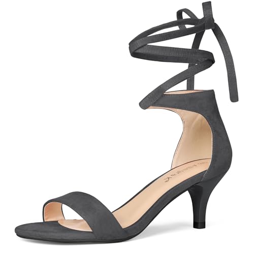 Sandales à talon chaton femme gris 39 EU Allegra K chaussure été lacets