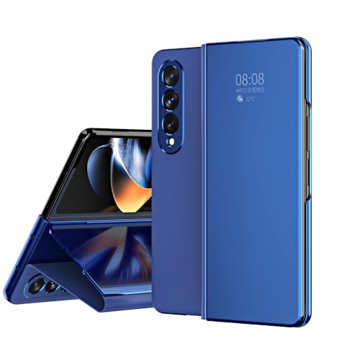 Étui magnétique pour Samsung Galaxy Z Fold 3 en cuir transparent bleu