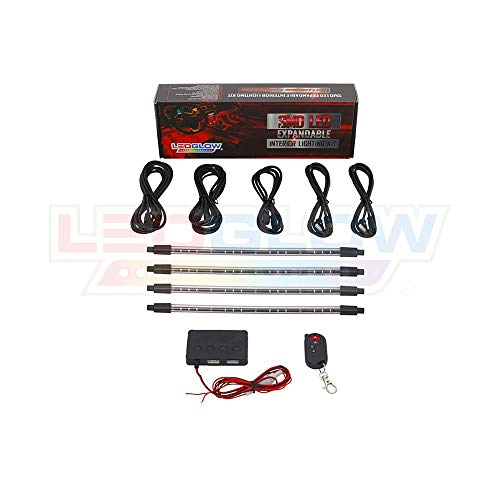 Ledglow 4Pc Pink Led Interior Footwell Underdash Neon Lighting Kit For Cars & Trucks - 14 Patterns - Music Mode - 5 Brightness Levels - Auto Illumination - Universal - Includes Control Box & Remote #TOP6