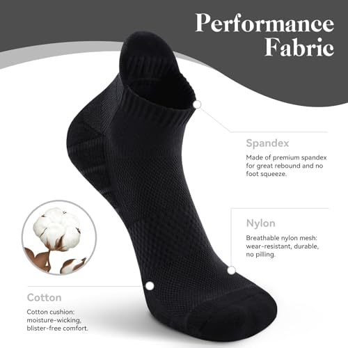 Ankle Socks for Women 6 Pairs - Athletic Anti-blister Thick Cushioned Low Cut Running Socks Womens3