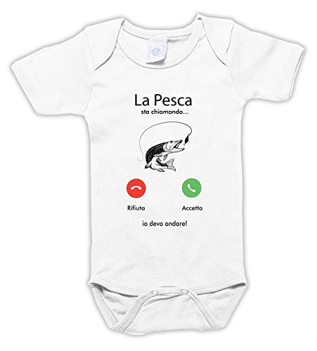 Settantallora - Body Tutina Bimbo Neonato J3672 La Pesca Mi Sta Chiamando e io Devo Andare Taglia M