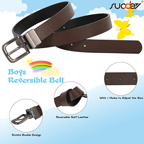 SUOSDEY Kids Reversible Belts for Boys Back to school Classic Casual Children Leather Belt for School Uniform Jeans3