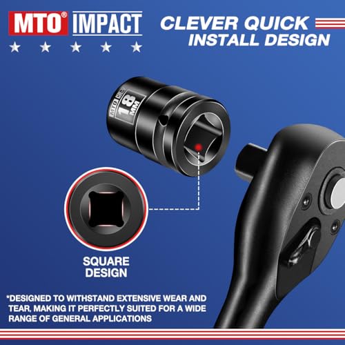 Image of MTO 1 /2 inch Drive 18mm Shallow Impact Socket, 6-Point Metric Socket for Automotive Maintaince, CR-V Steel Meets ANSI Standards