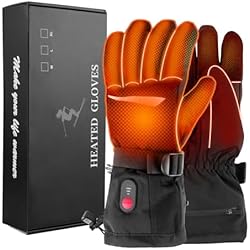 Guante Electrico Qoosea Guantes calefactables Guantes Calefactables Eléctricos para Hombre Mujer con Batería de 3200mAh Pantalla Táctil Impermeable 3 Temperaturas Guantes Calefactables para Esquí Motociclismo (L)