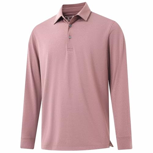 M MAELREG Golf Shirts for Men Dry Fit Performance Lightweight Heather Contrast Collar Mens Polo Shirts Short and Long Sleeve