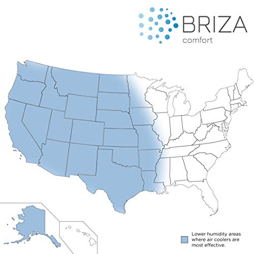 Briza Cool - Air Cooler,Cooling Evaporative Air Cooler, Portable Air Cooler, Bedroom Air Cooler, Personal Cooler, Lowers Ambient Room Temperature - Cooling fan room cooler - standing, electric(White)