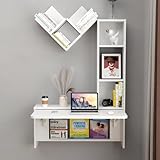 TuckTect Folding Wall Mounted Drop Leaf Table, Foldable Desk with Moveable Cabinets, Floating Laptop with Convertible Storage Shelves, Multifunctional Computer Workstation in Home for Space Saving