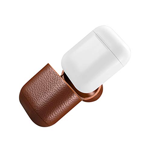Leather Case For Apple Airpods, Pebble Series - Air Vinyl Design, Protective Case Cover (Brown) #TOP6