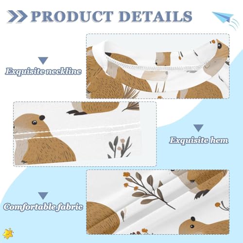 ALAZA Kids Rash Guard Boys Toddler Swim Shirts Short Sleeve Groundhog Cute White UPF 50+ 3T3