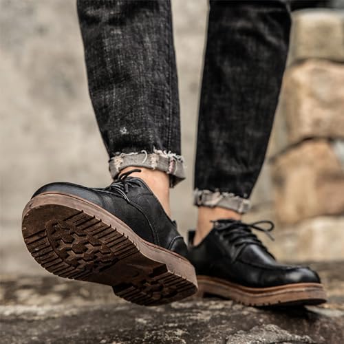 Mens Fashion Formal Retro Oxford Shoes Modern Comfort Slip-on Lace Up Sewing Oxford Sneakers Classic Casual British All-Match Driving Dress Loafer Shoes3