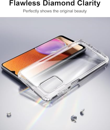 Image of ClearPC Clear Hard PC Case for Samsung Galaxy A32 4G, Anti-Yellow Transparent Back Cover, Anti-Scratch, Raised Camera Protection, Shockproof, Wireless Charging Compatible, NonYellowing (Clear)