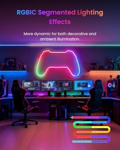 SwitchBot RGBIC Neon Rope Light, 5 m, Matter, neonowa taśma LED, kompatybilna z Apple Home, Alexa, Google Home, 16 milionów kolorów, synchronizacja muzyki, tryby scenerii, taśma LED do dekoracji