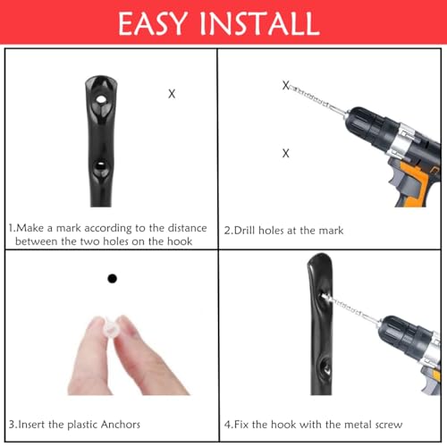 Garagenhaken, 6 Stück Utility-Haken zum Aufhängen von strapazierfähigen Gegenständen, Stuhlaufbewahrungshaken, wandmontierte Garagenaufhängungshalterungen, Haken für Leiter, Fahrrad, Schlauch, Gartenw