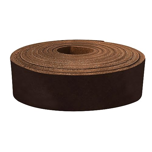ELW 9-10 oz (3.6-4mm) Latigo Leather Belt Grade Straps & Strips | Size: 5"X60" (12.7x152cm) | Dark Brown | Full Grain Cowhide, Heavy Duty Holsters, Sheathes, Harness, Saddle, Straps, DIY Crafts